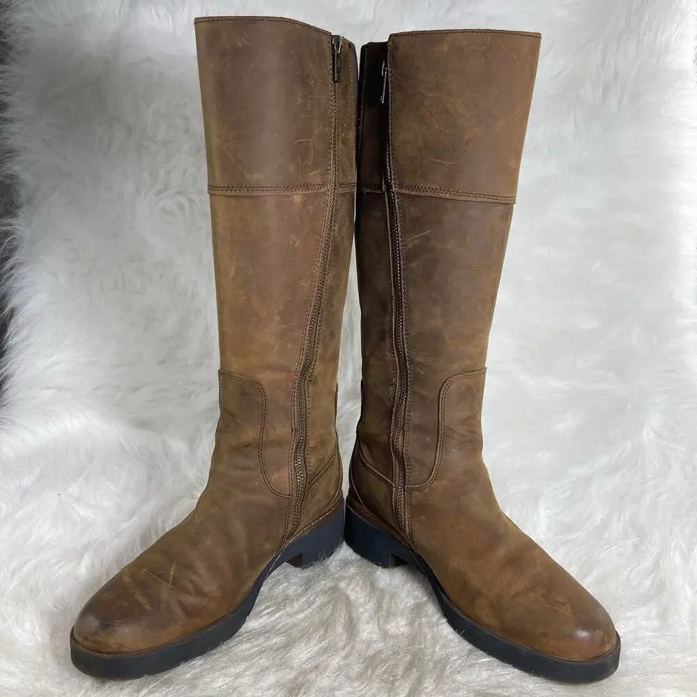 Timberland Graceyn Women’s 8 Brown Waterproof Tall Side Zip A2FXB A5819